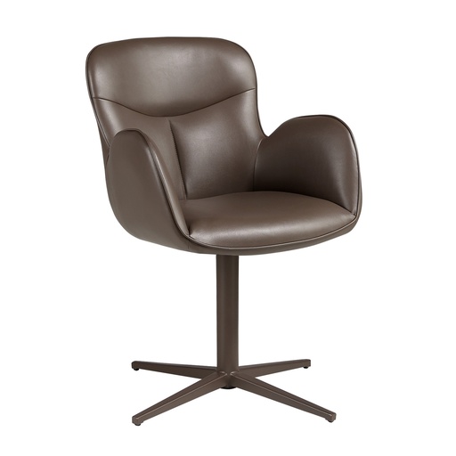 [4205] Chaise pivotante en similicuir marron chocolat