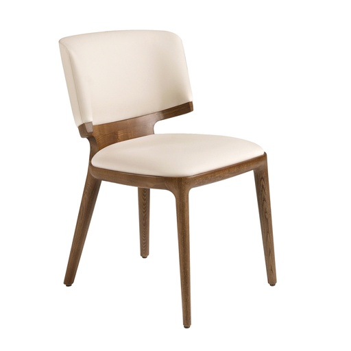 [4206] Chaise en similicuir crème