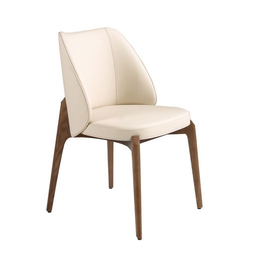 [4207] Chaise en similicuir crème