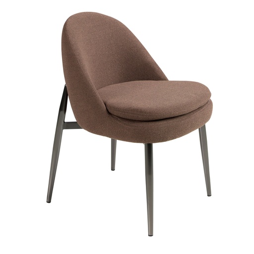 [4236] Chaise en tissu marron foncé