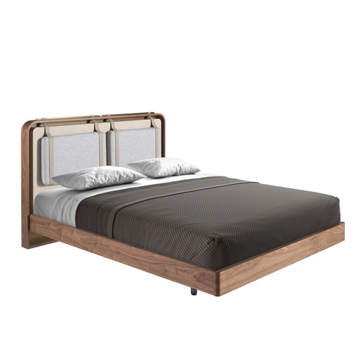 [7224] Cama tela color beige y gris