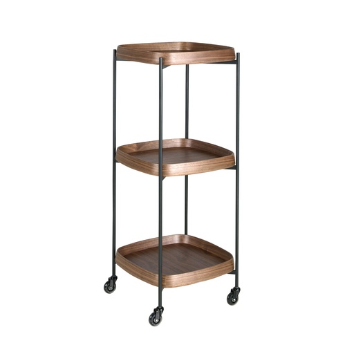 [3291] Carrito minibar nogal y acero negro