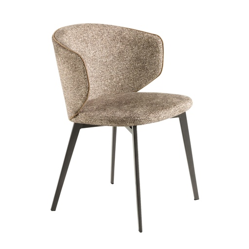 [4240] Chaise en tissu marbré marron