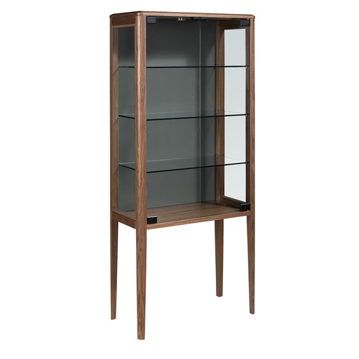 [3292] Aparador alto cristal templado y nogal con iluminación interior