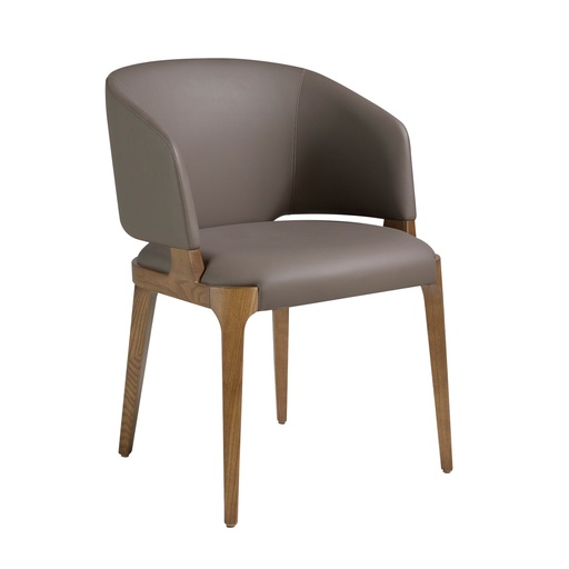 [4108] Chaise en similicuir taupe foncé