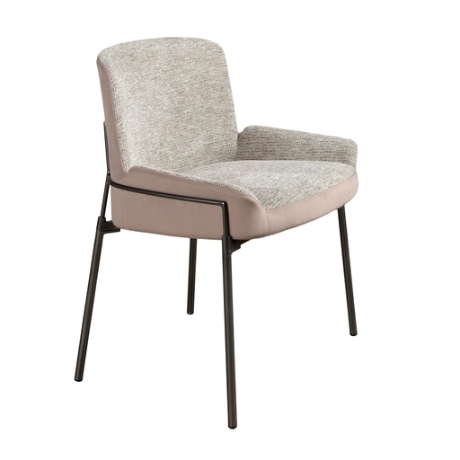 [4171] Silla tela gris y terciopelo marrón