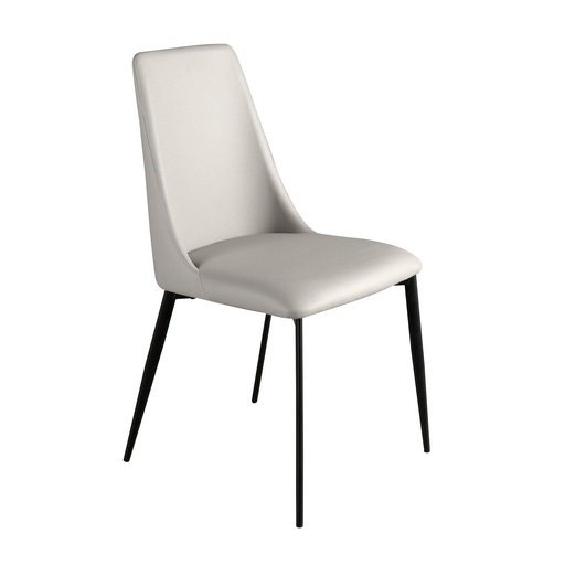 [4184] Chaise en similicuir gris clair