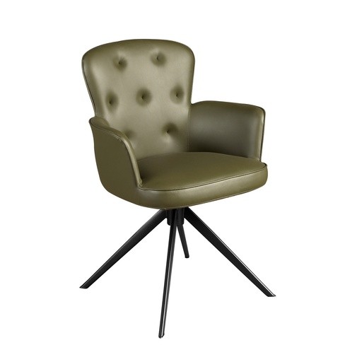 [4192] Chaise pivotante en simili-cuir vert foncé